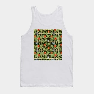 William Morris Vintage Trellis Pattern on Dark Green Tank Top